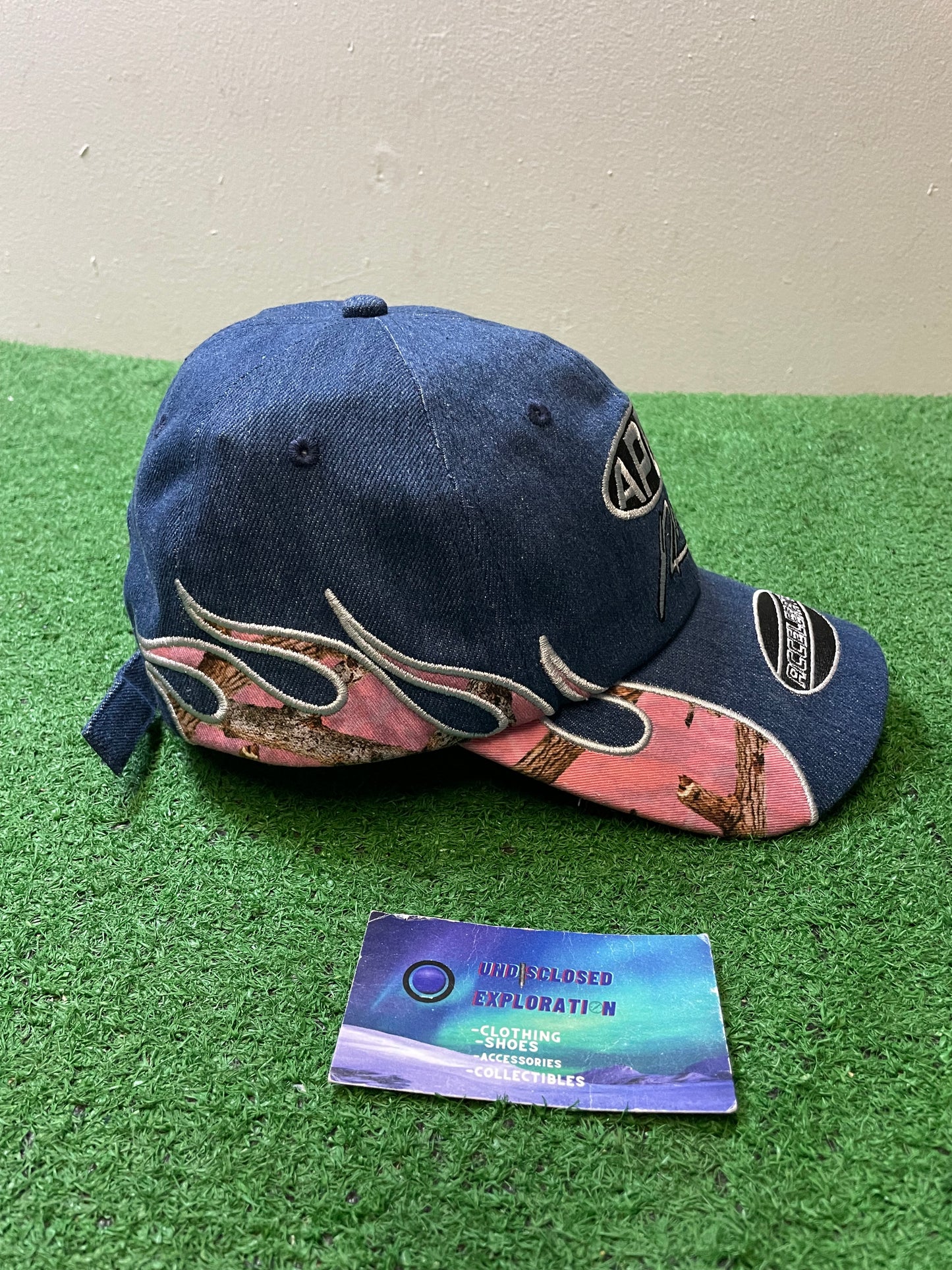 Apex Racing denim and pink camo hat