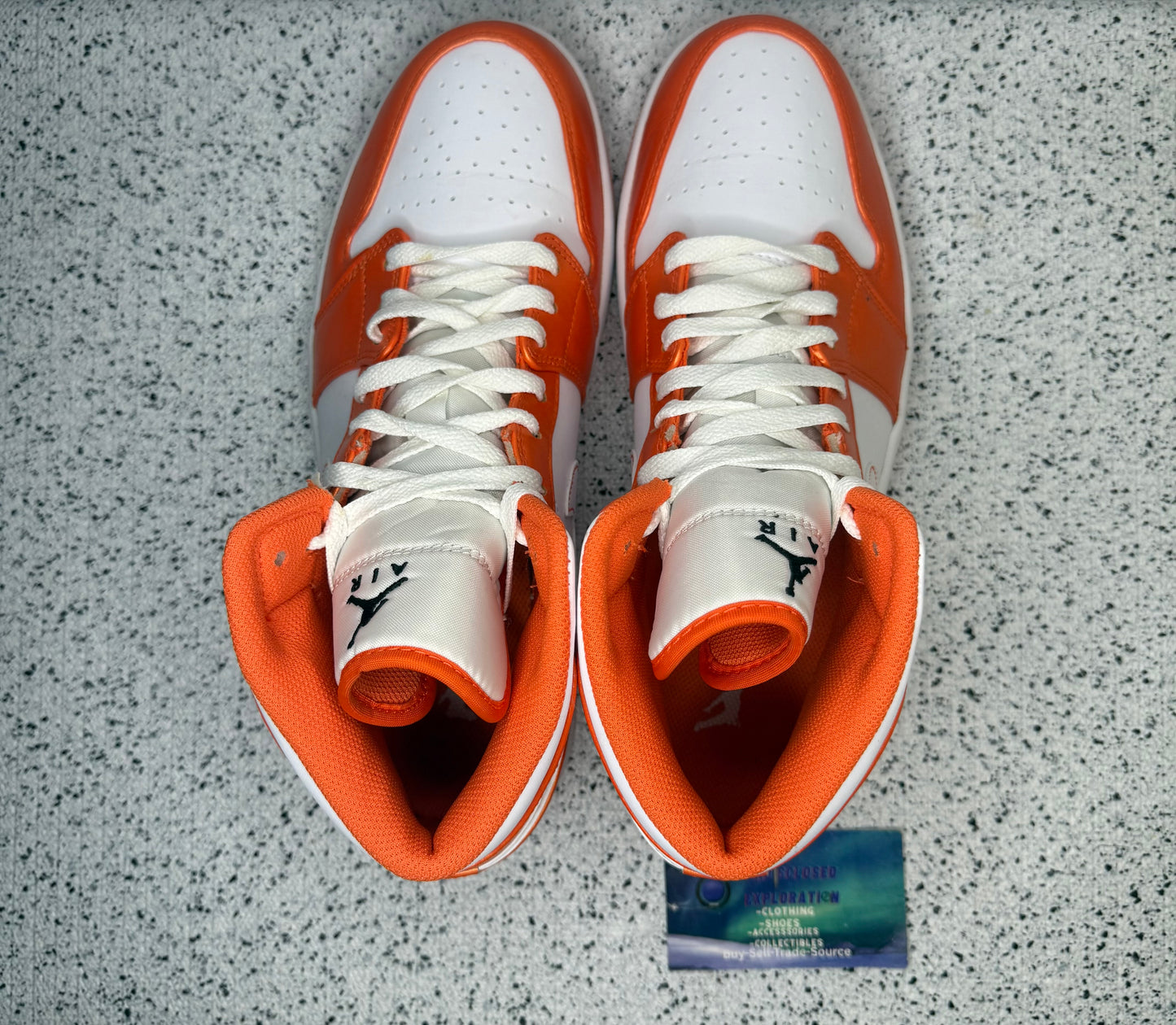 Jordan 1 Mid Electro Orange 10.5 Men/12 Women “Preowned”