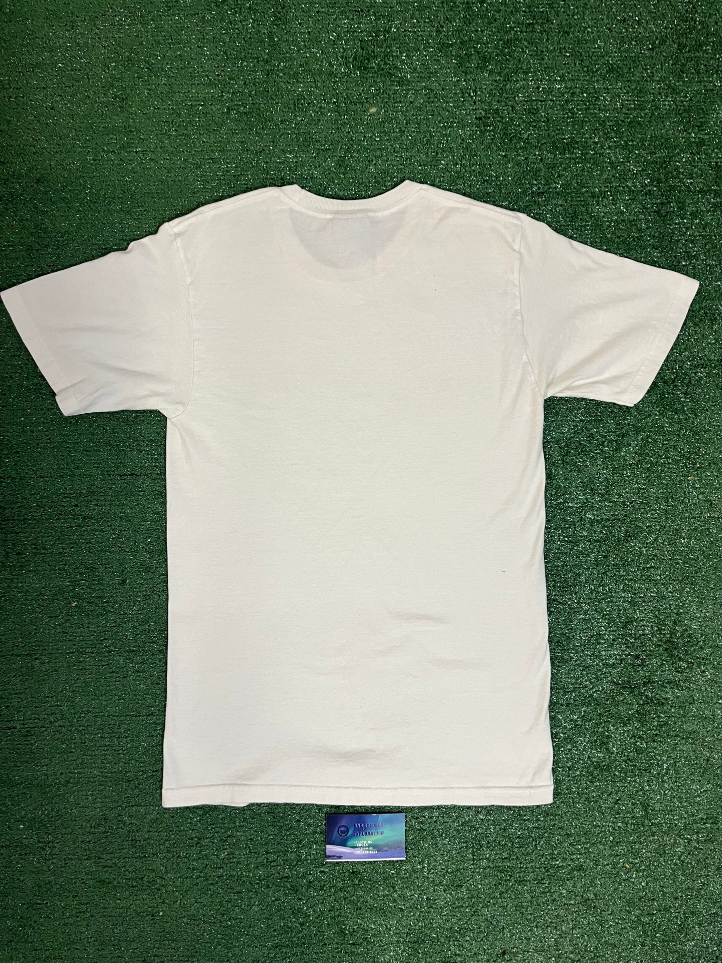 Stussy spellout white and green tee