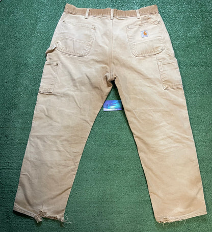 Carhartt beige distressed double knee pants