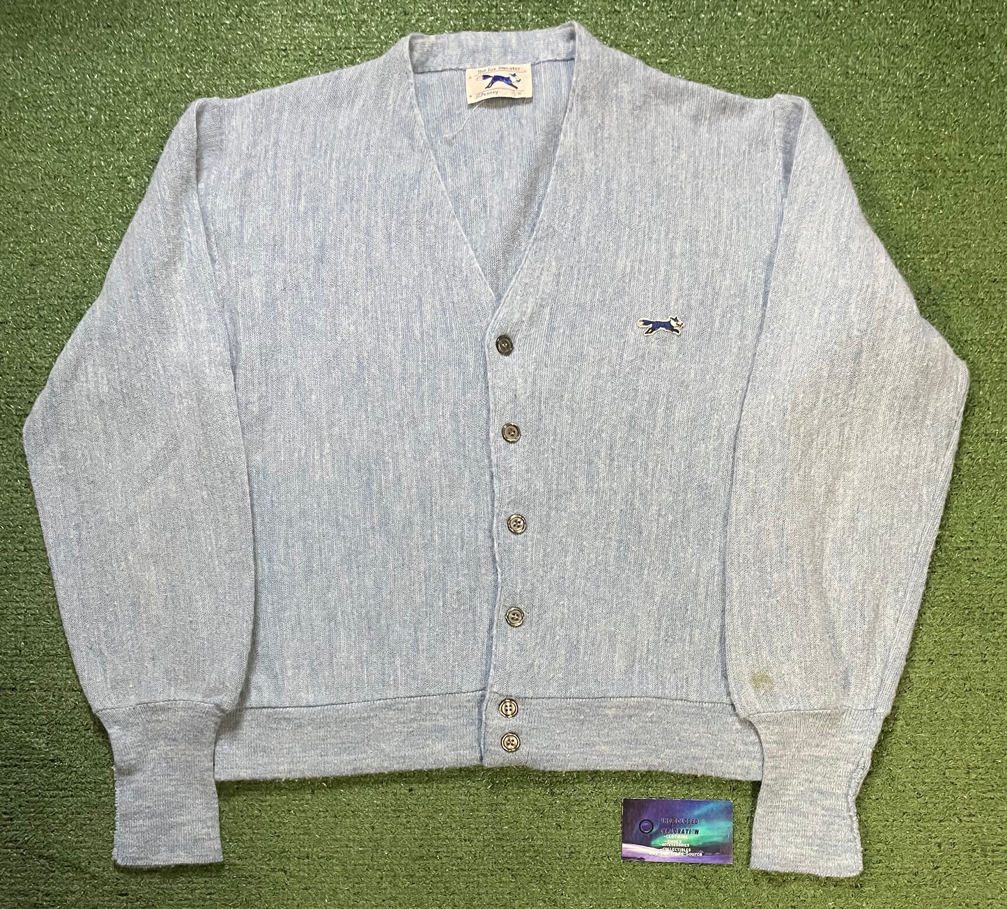 Vintage 1960s The Fox Sweater blue cardigan