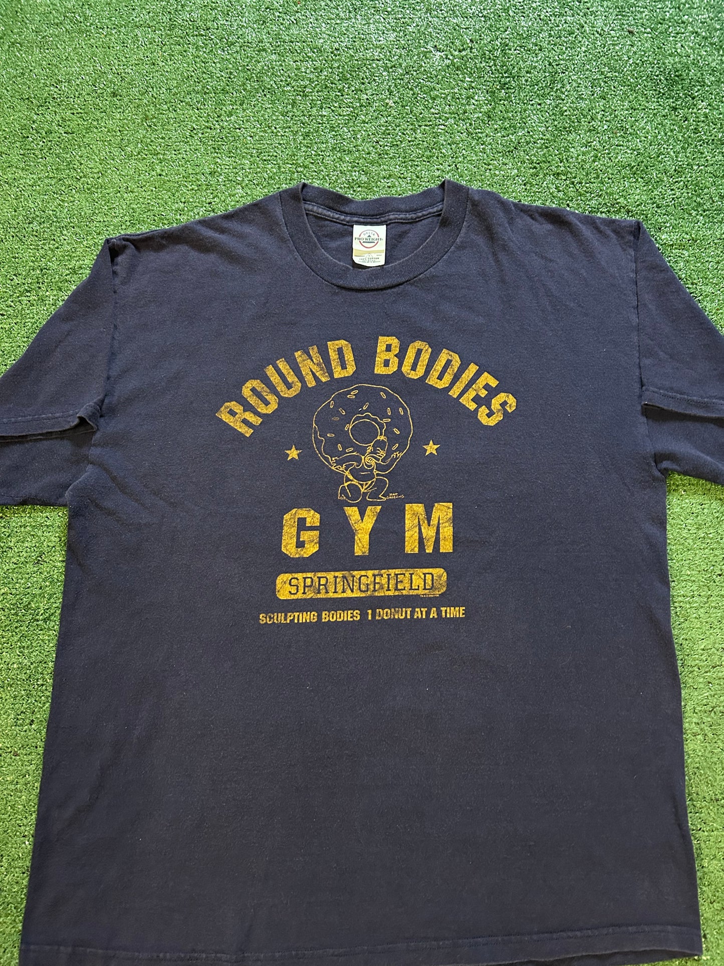 Vintage round bodies gym Simpsons Springfield tee