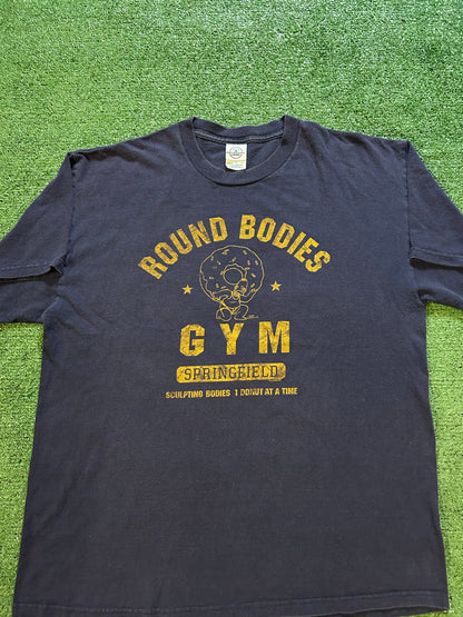Vintage round bodies gym Simpsons Springfield tee