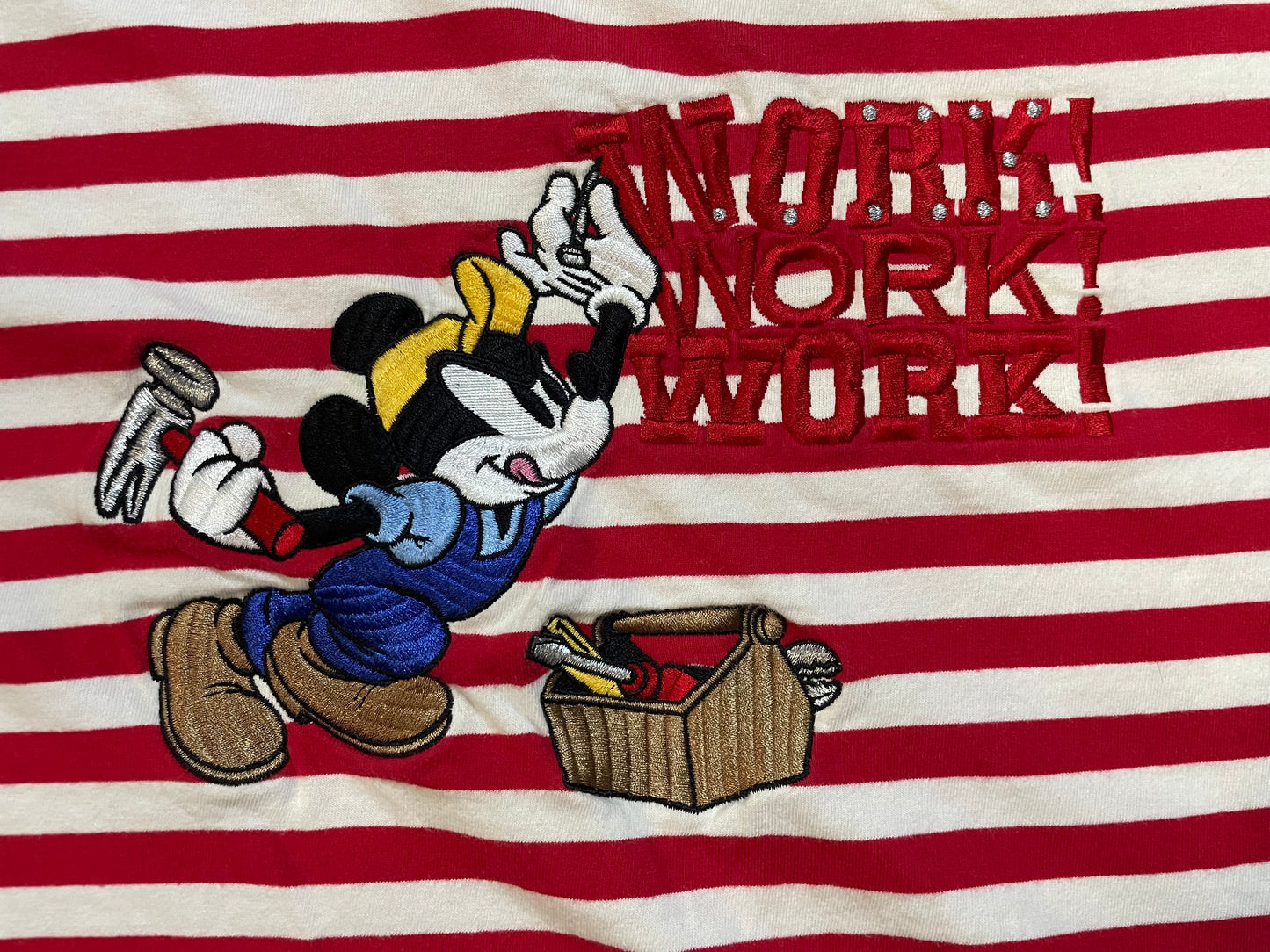 Vintage 1990s Mickey Mouse embroidered striped red tee