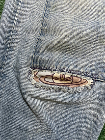 Vintage Levi light wash Vivienne westwood custom jeans