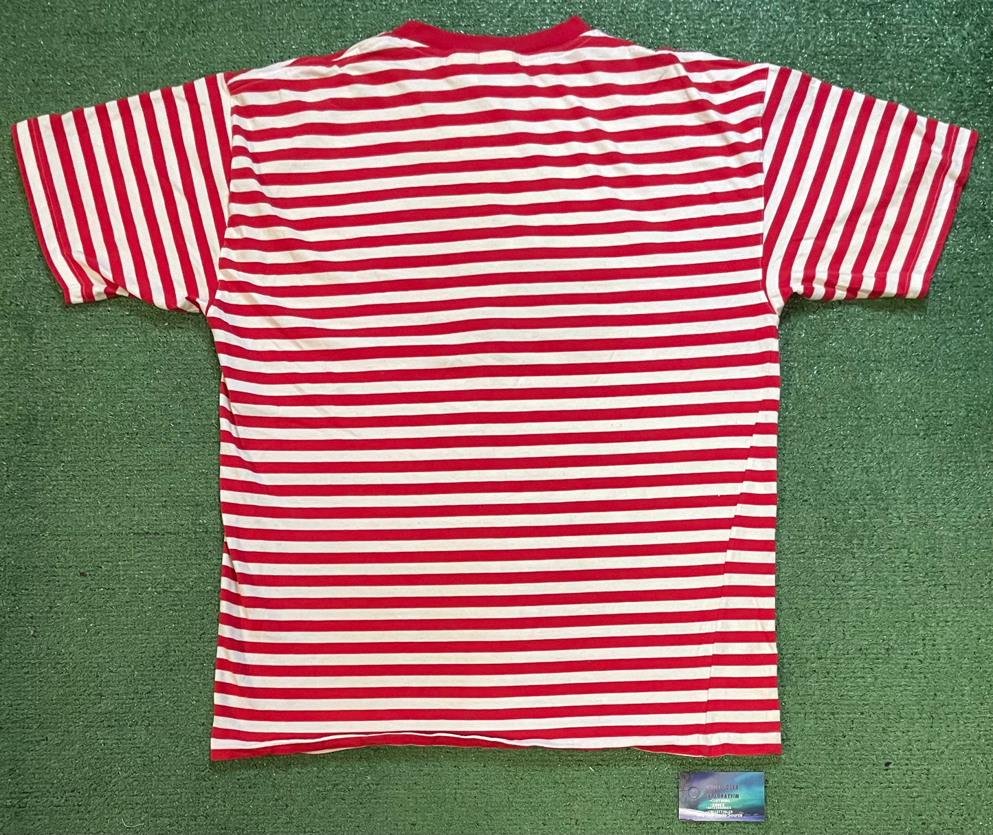 Vintage 1990s Mickey Mouse embroidered striped red tee
