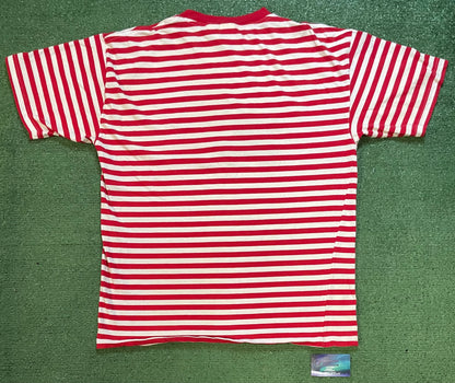 Vintage 1990s Mickey Mouse embroidered striped red tee