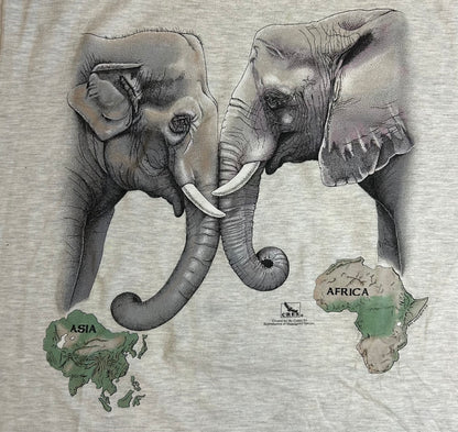 Vintage 1990s Asia and Africa elephant double sided tee