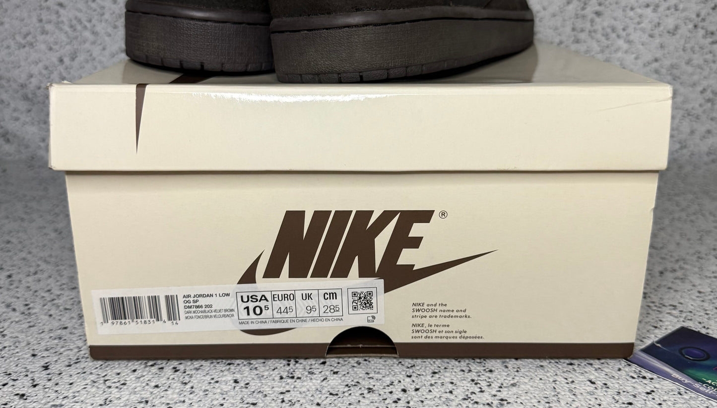 Jordan 1 Low Travis Scott Velvet 10.5 Men/12 Women “Preowned”