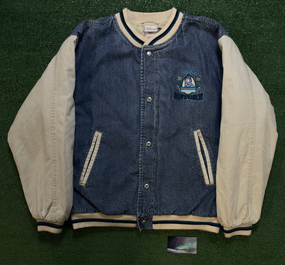 Vintage 1990s Eeyore Disney varsity denim jacket