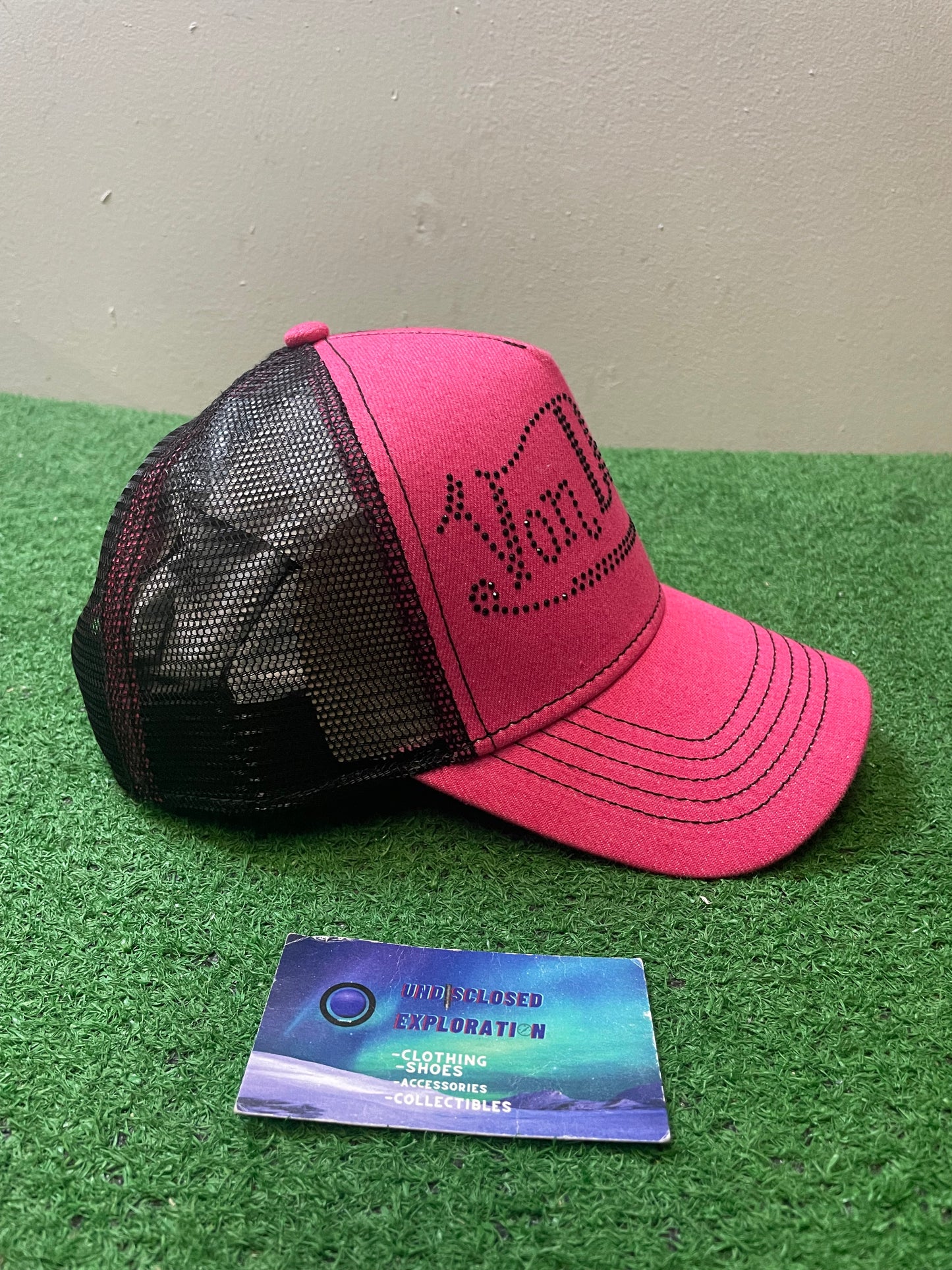 Von Dutch pink and black rhinestone hat
