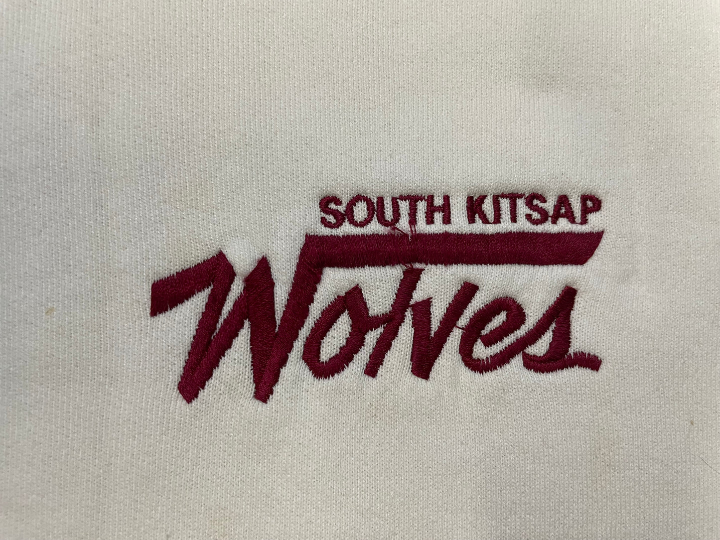 Vintage 1990s South Kitsap Wolves white & maroon crewneck