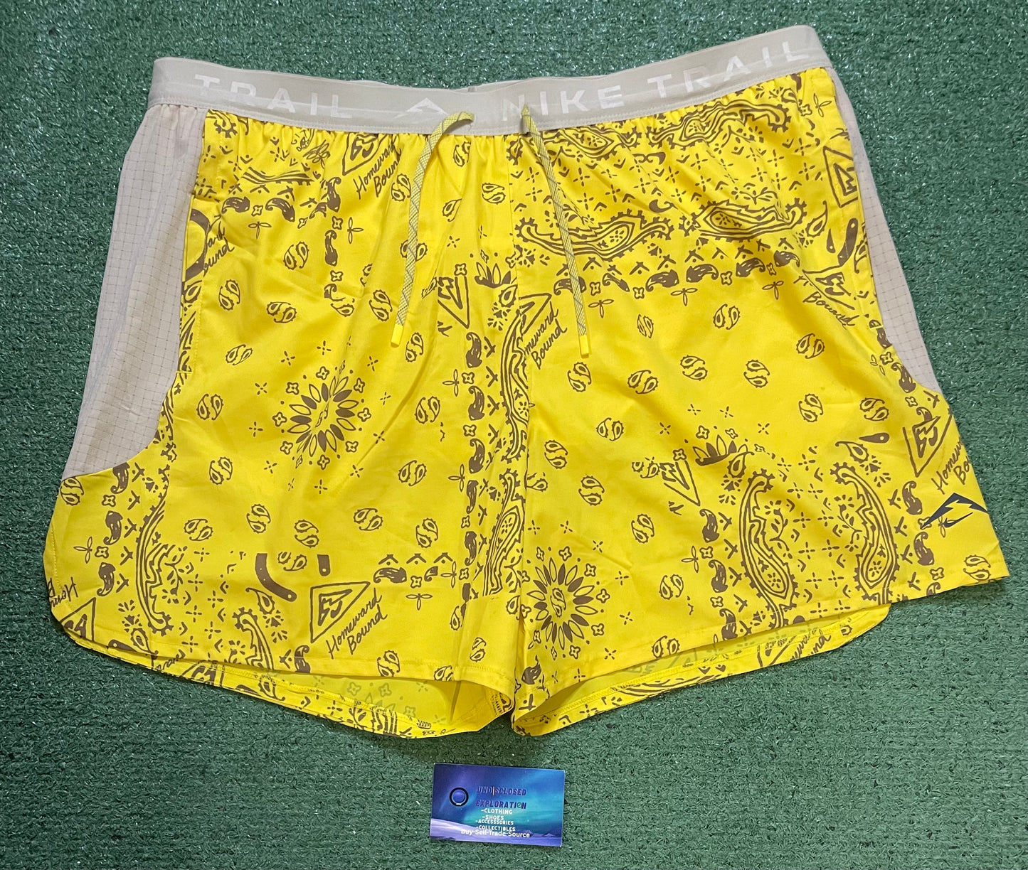 Nike yellow lightning bandana shorts