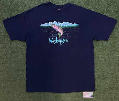 Vintage 1990s king salmon Washington nature embroidered tee