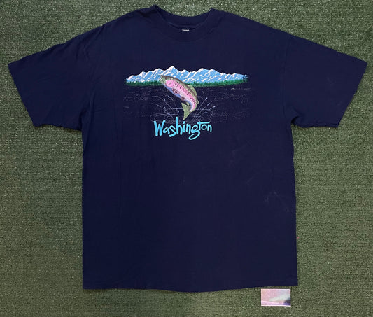 Vintage 1990s king salmon Washington nature embroidered tee
