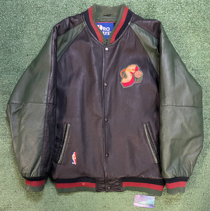 Vintage 1990s Seattle Sonics pro player leather jacket