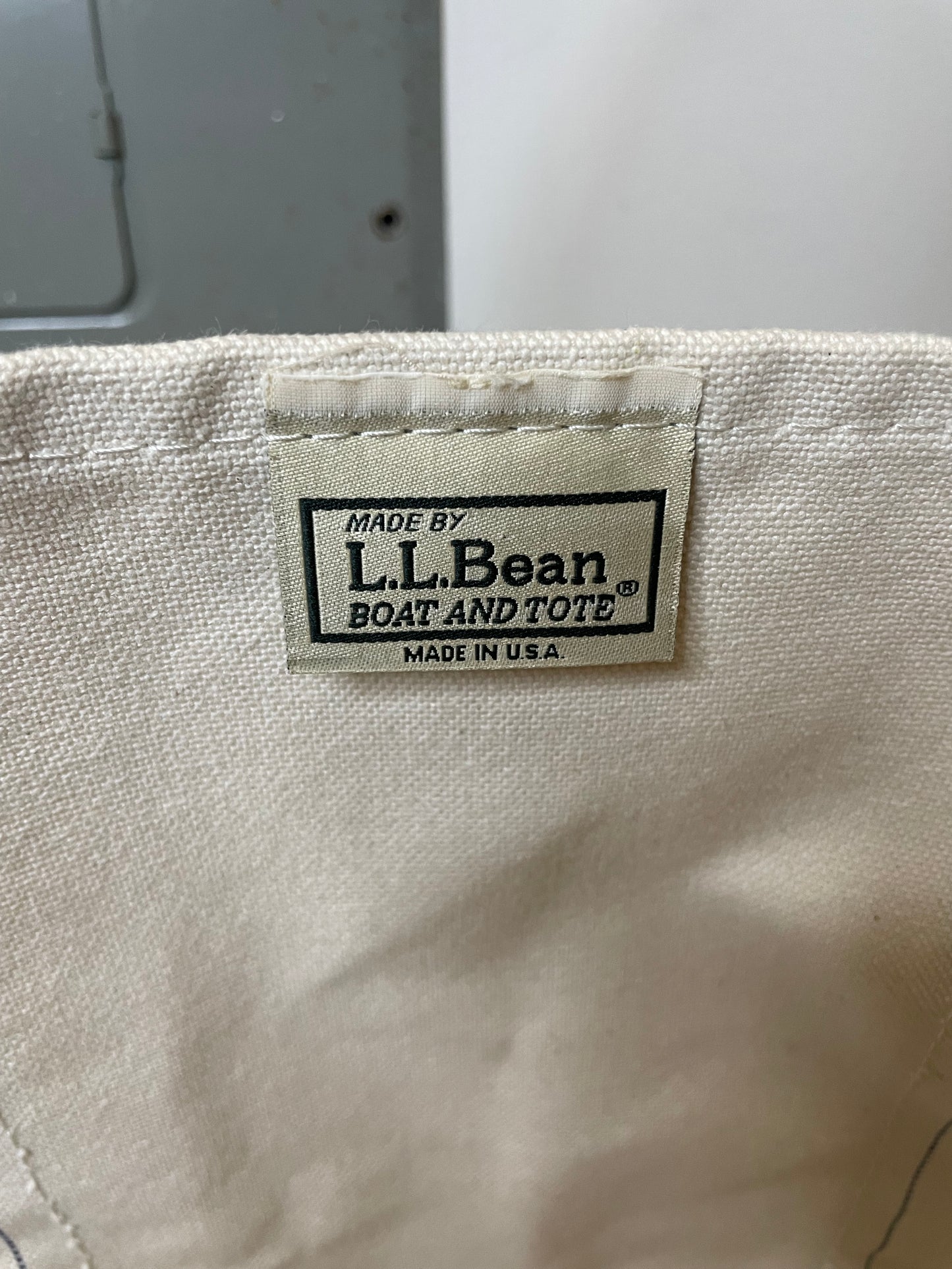 Vintage 1990s LL Bean navy blue boat and tote bag