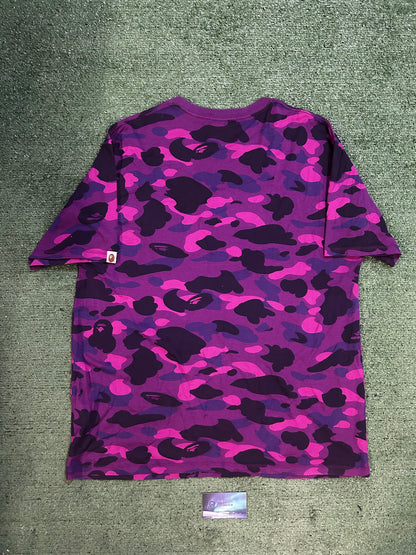 Bape purple camo logo tee