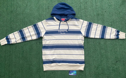 Supreme stripped Hooded navy Crewneck FW16