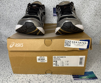 ASICS Gel Kayano 14 Black Coffee Silver 12 Men/13.5 Women “Preowned”