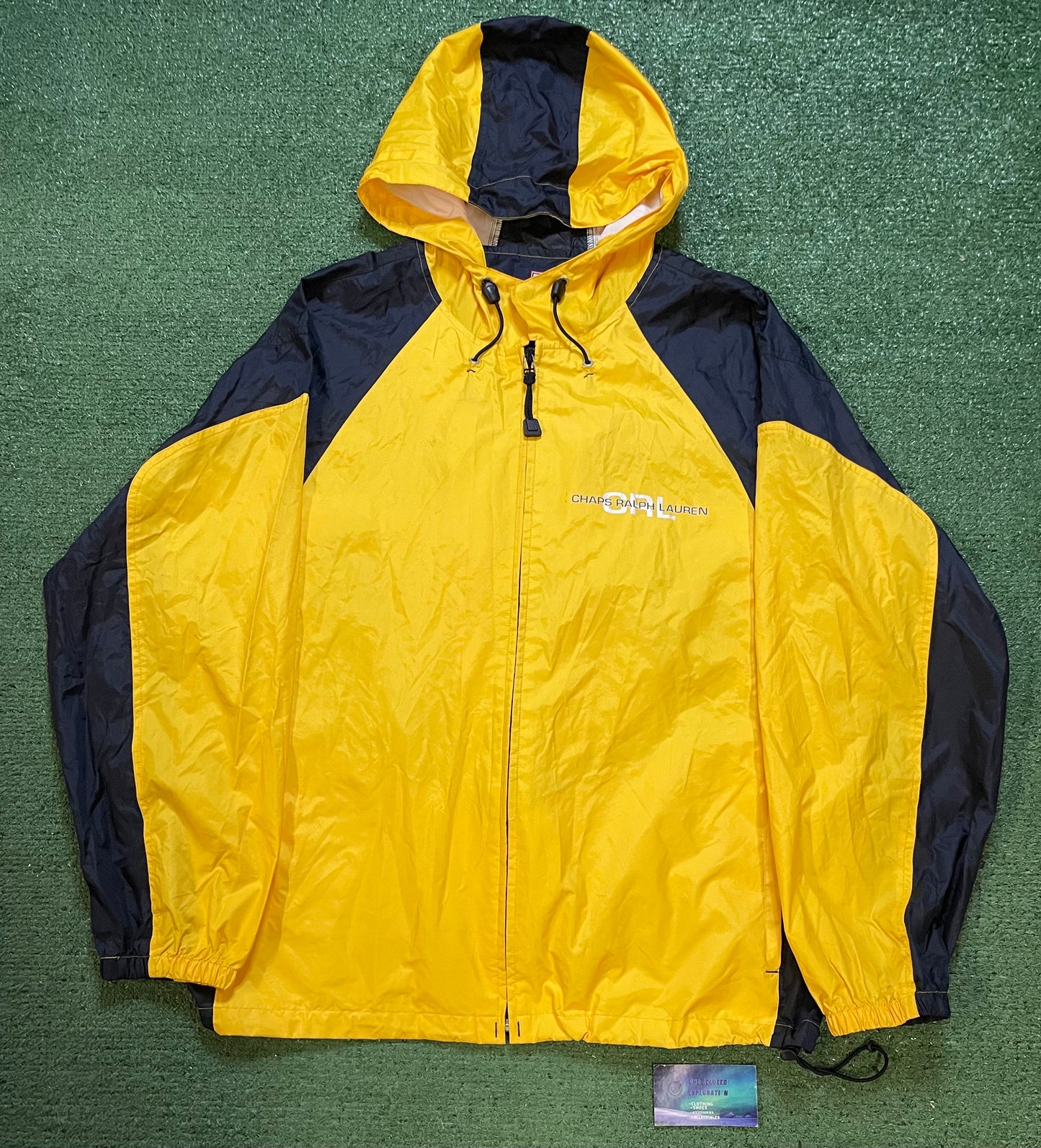Vintage 1990s CHAPS Ralph Lauren yellow windbreaker jacket