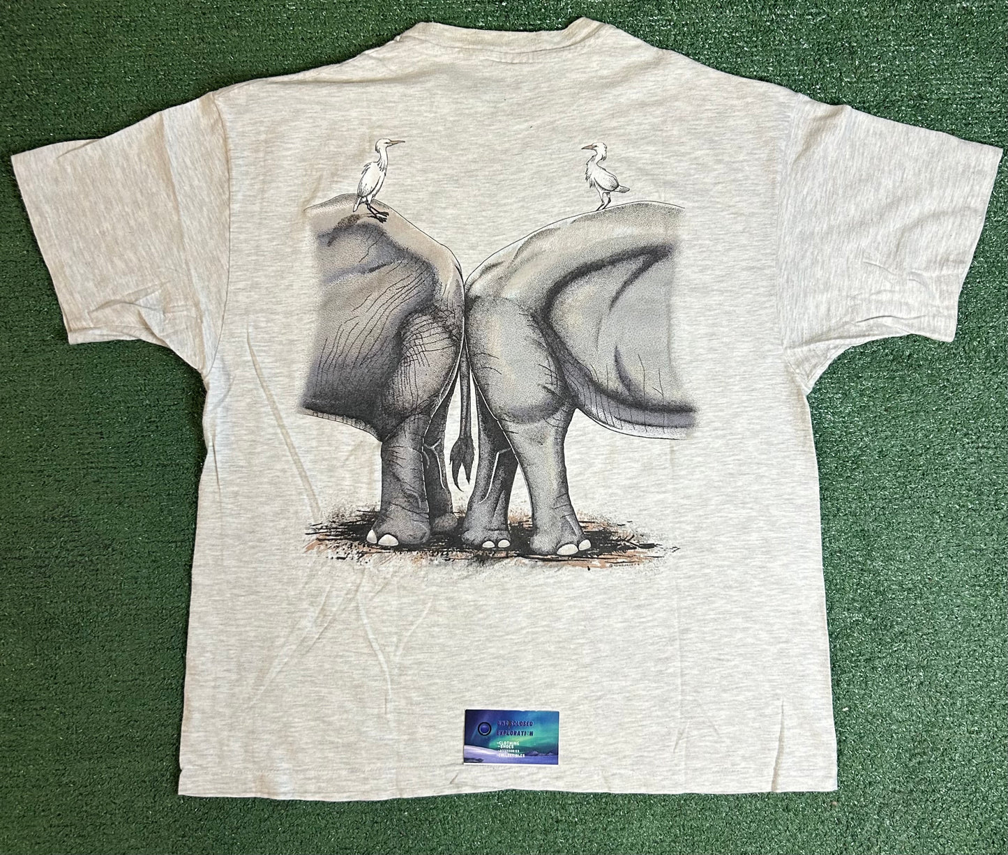 Vintage 1990s Asia and Africa elephant double sided tee