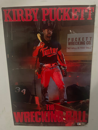Vintage 1980s Kirby Puckett the wrecking ball Minnesota twins poster