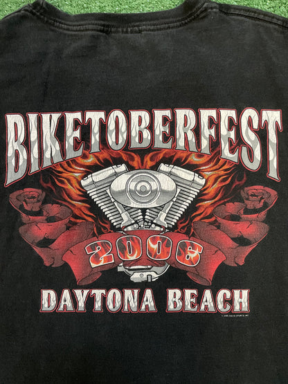 Vintage 2000s Flaming dragon biker longsleeve
