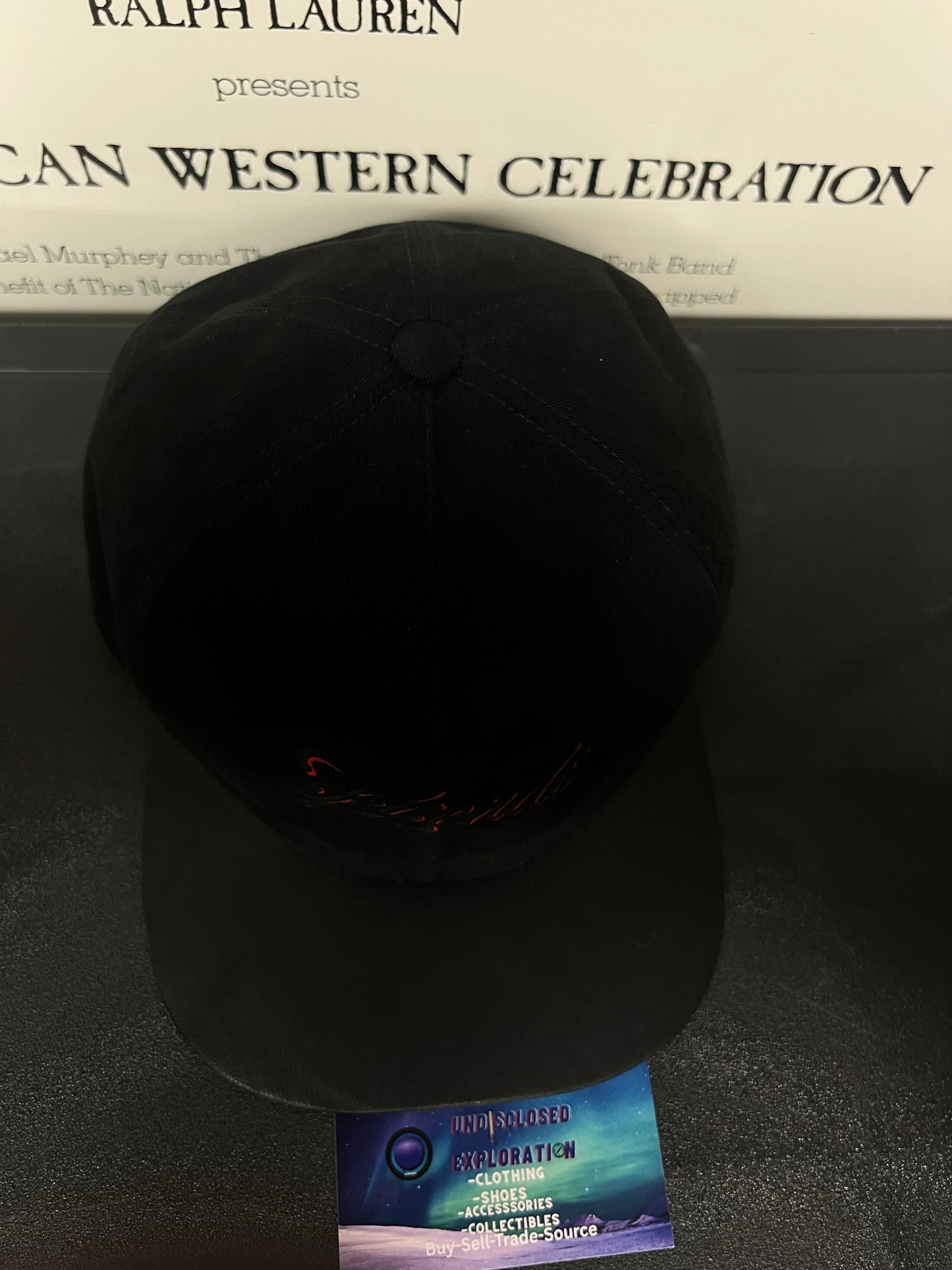 Fendi black and red embroidered hat