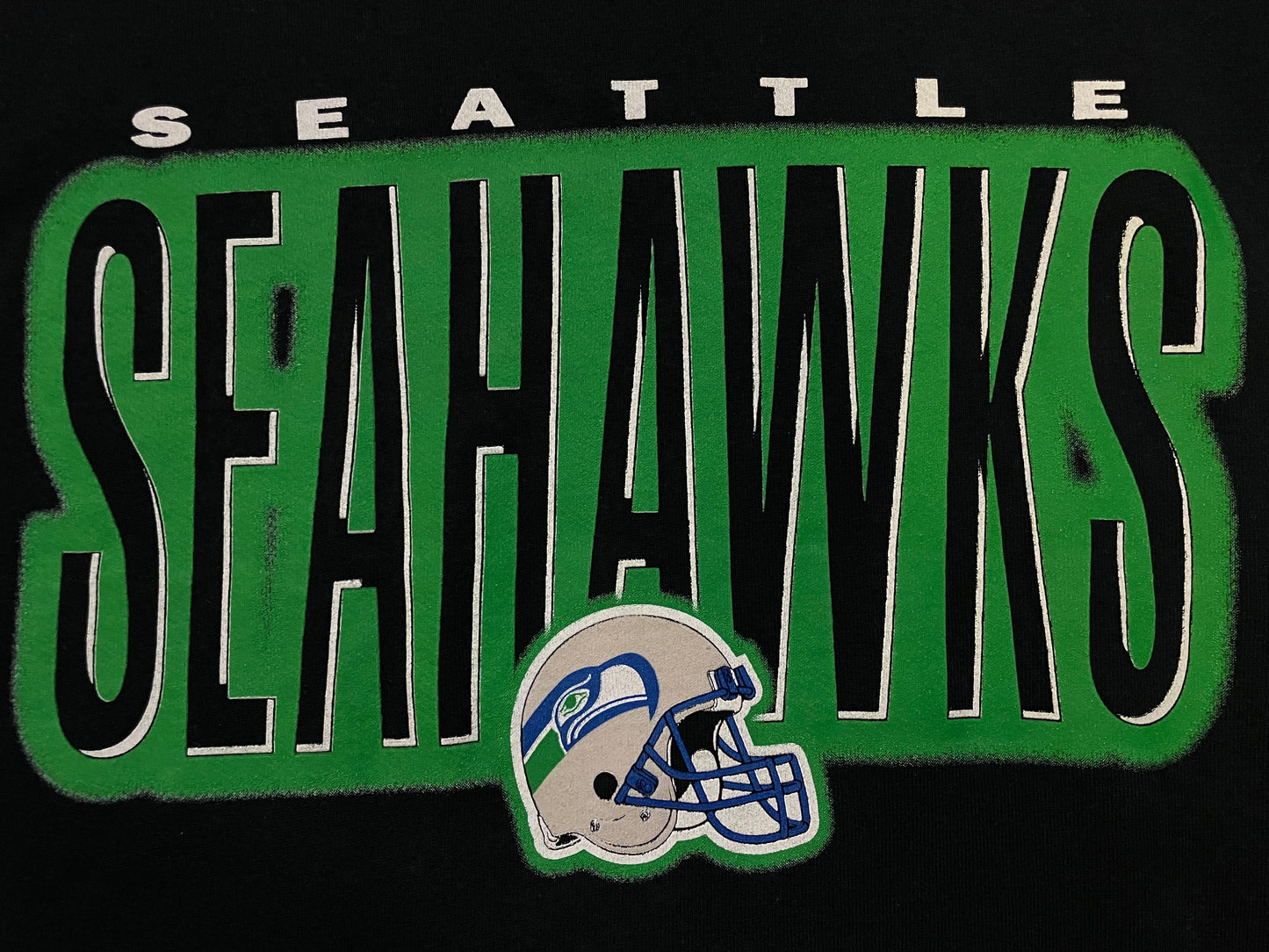 Seattle Seahawks black and green helmet crewneck