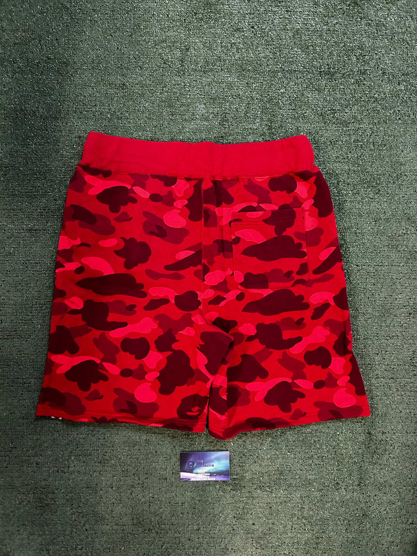 Bape red camo shark shorts