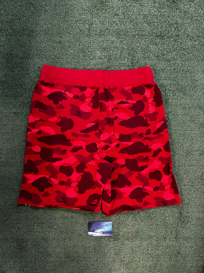 Bape red camo shark shorts