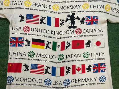 Vintage 1990s Walt Disney world Epcot center all over print flag tee