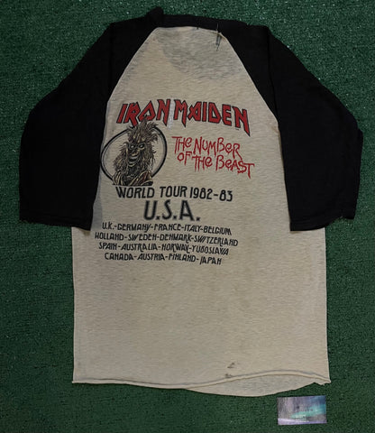 Vintage 1980s Iron Maiden number of the beast world tour tee