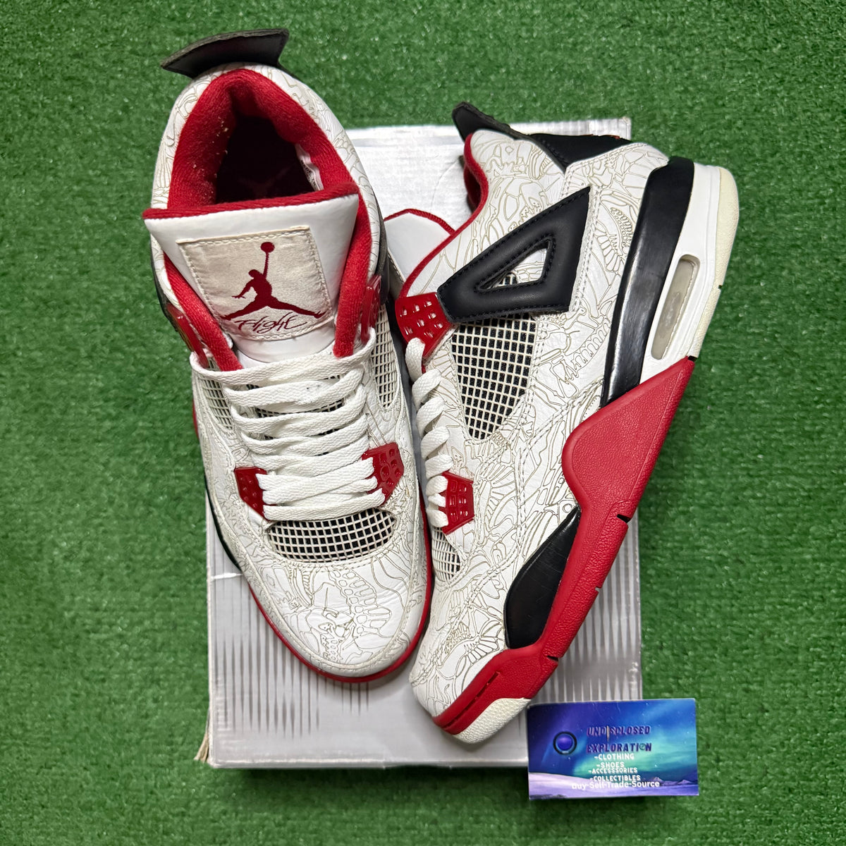 Jordan 4 White Laser Fire Red 9.5 Men “Preowned”