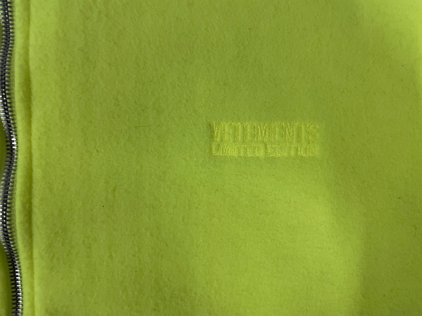 Vetements flou yellow fleece zip up jacket