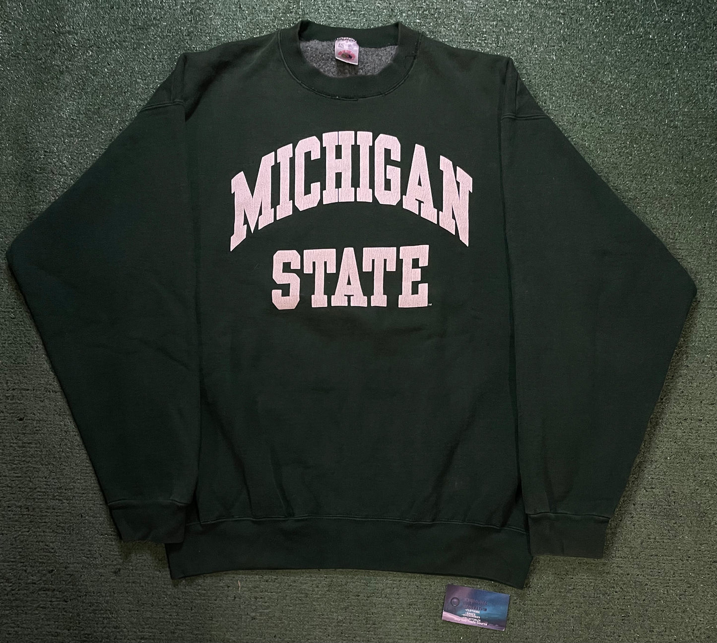 Vintage 1990s Michigan State university green and white crewneck