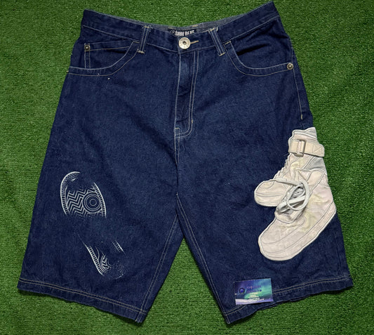 Vintage Raw Blue Jorts Y2K