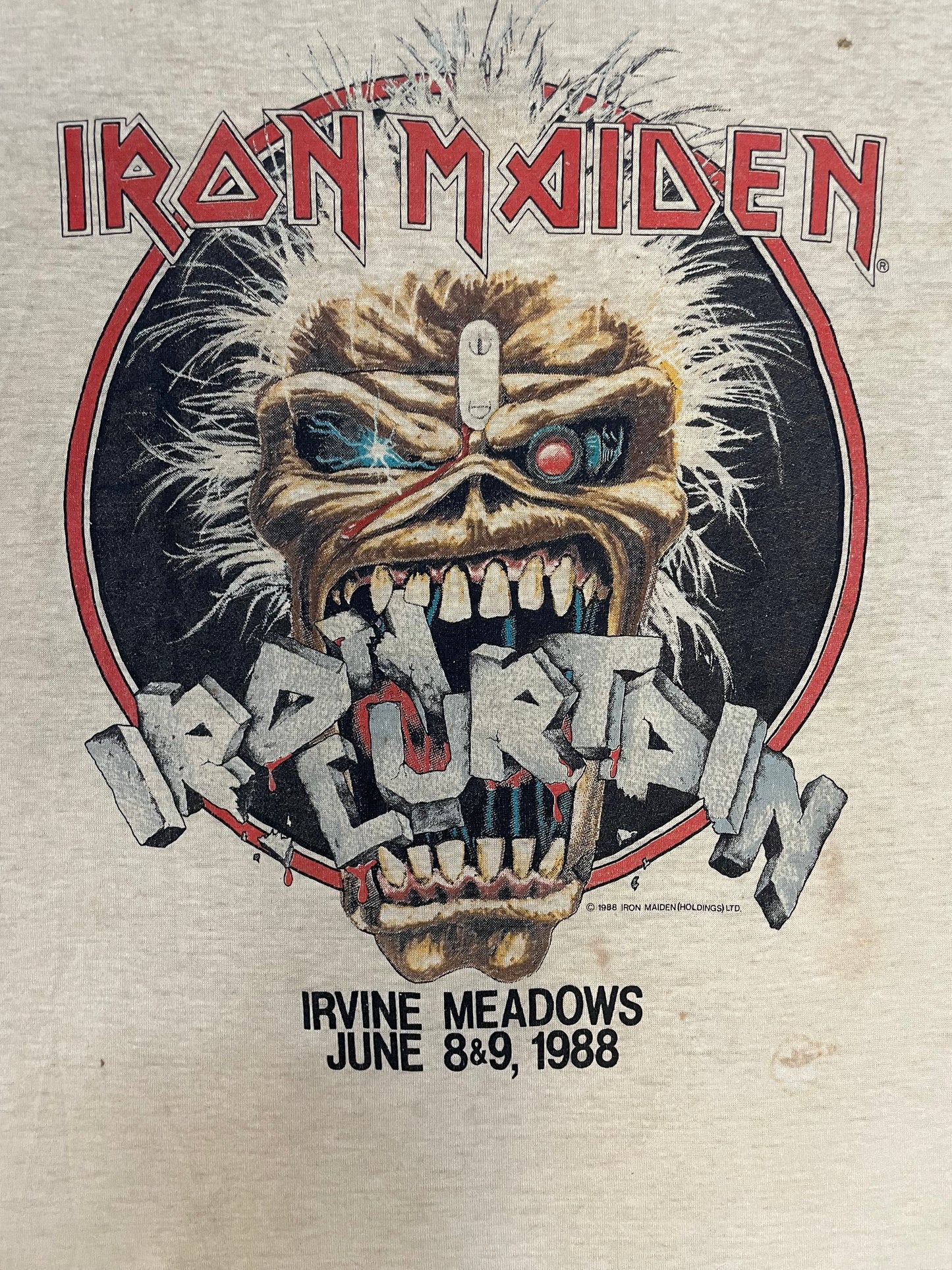 Vintage 1980s Iron Maiden Iron Curtain California tour tee