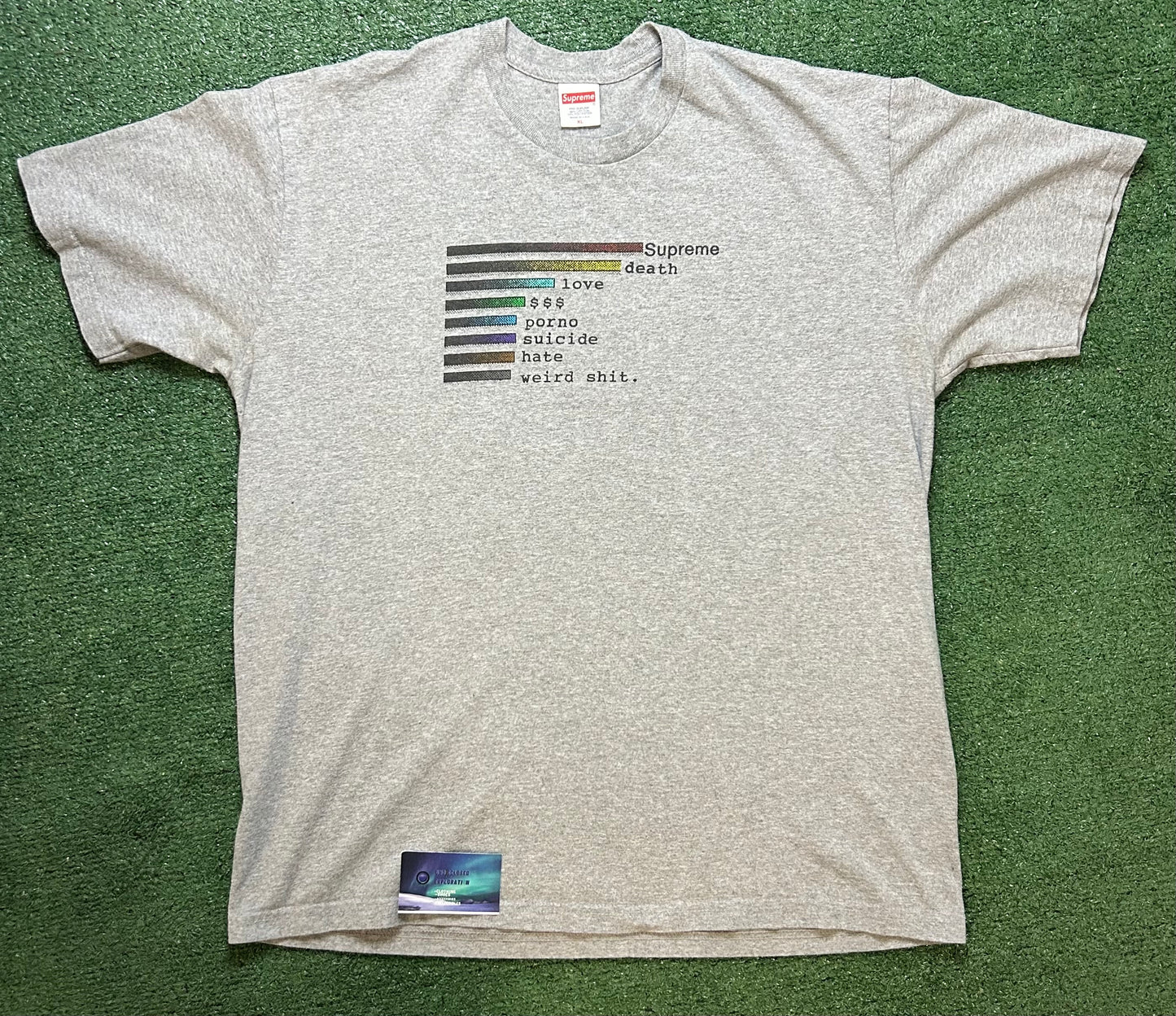 Supreme chart heather grey tee