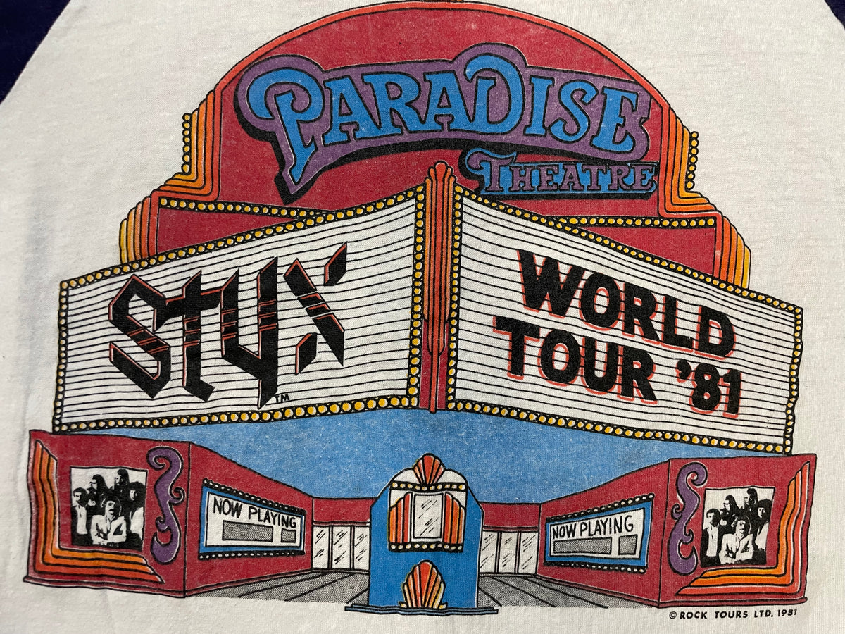 Vintage 1981 Styx Paradise Theatre World Tour raglan shirt