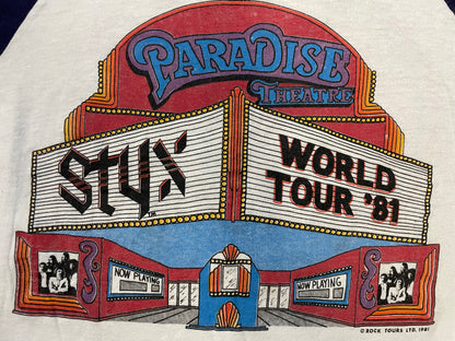 Vintage 1981 Styx Paradise Theatre World Tour raglan shirt
