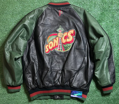 Vintage 90s Seattle SuperSonics Pro Player Leather Jacket