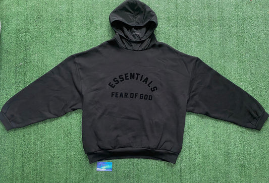 Fear of god essentials nylon fleece jet black hoodie