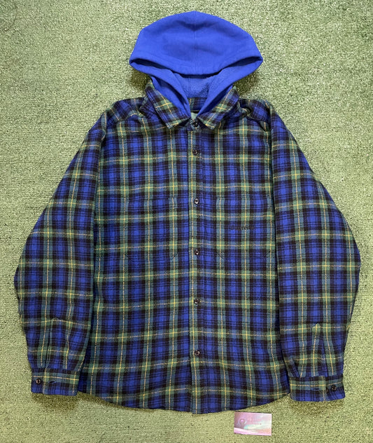 Supreme blue tartan  hooded flannel