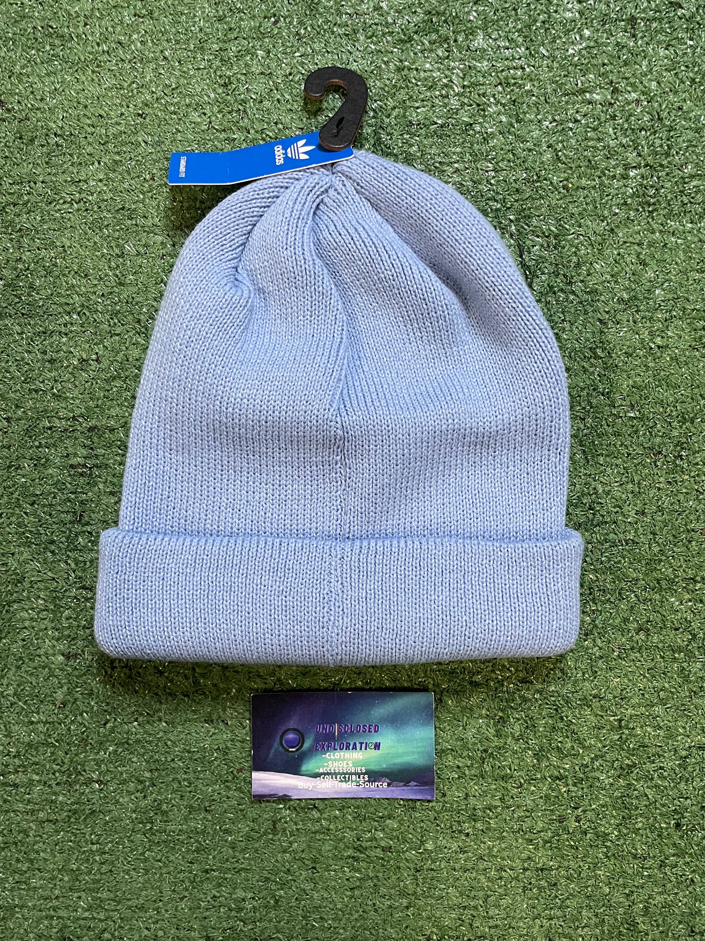 Adidas ash blue trefoil beanie