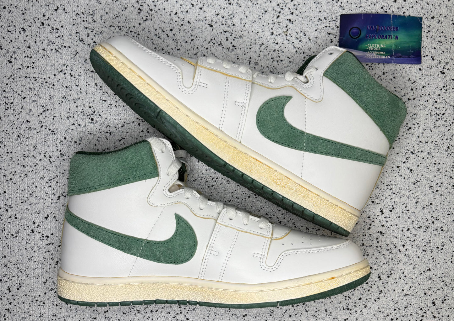 Jordan Air Ship A Ma Maniere Green Stone 10 Men/11.5 Women “Preowned”