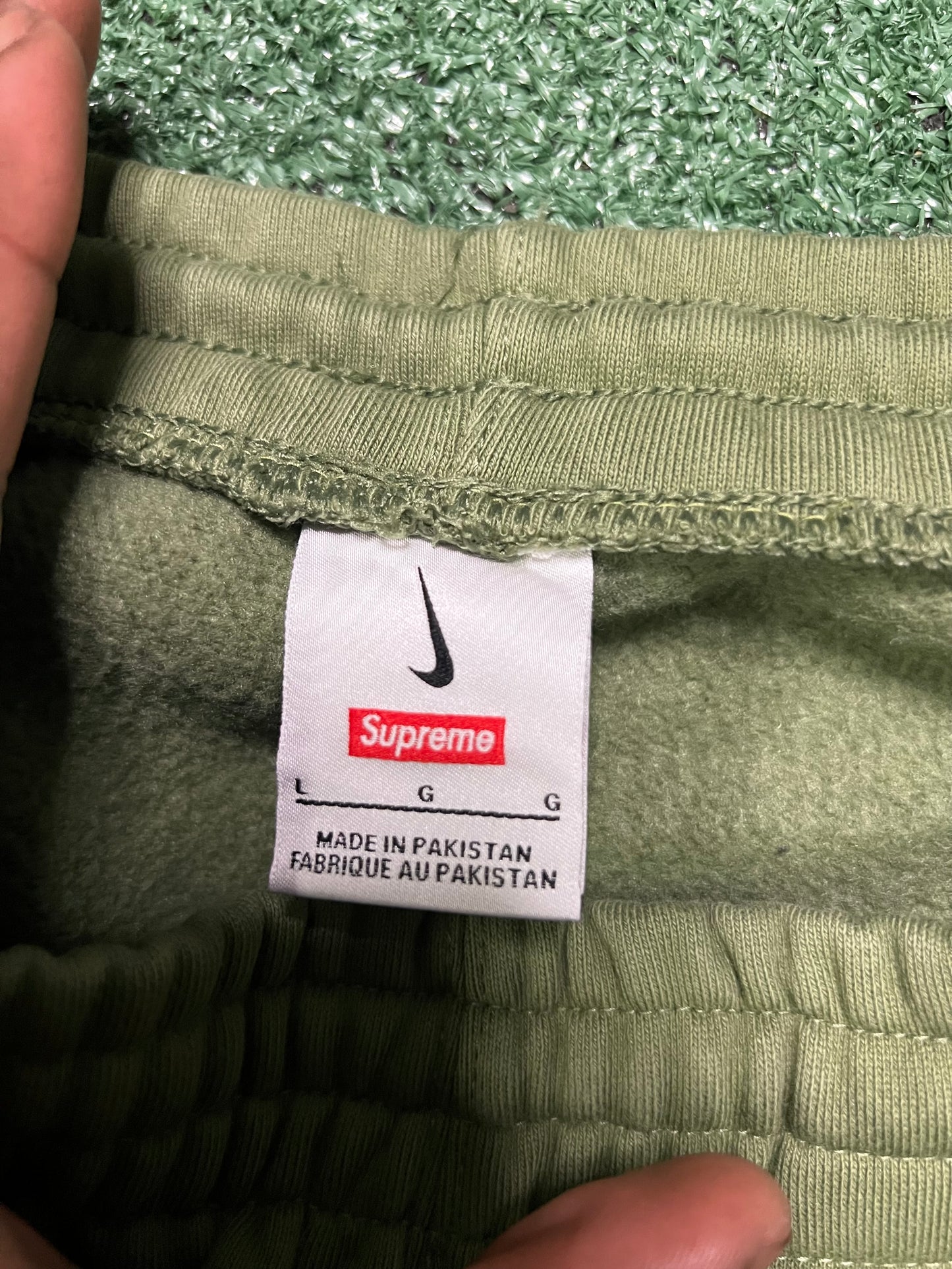 Supreme X Nike olive green sweatpants