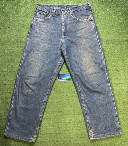 Carhartt flannel lined blue jeans