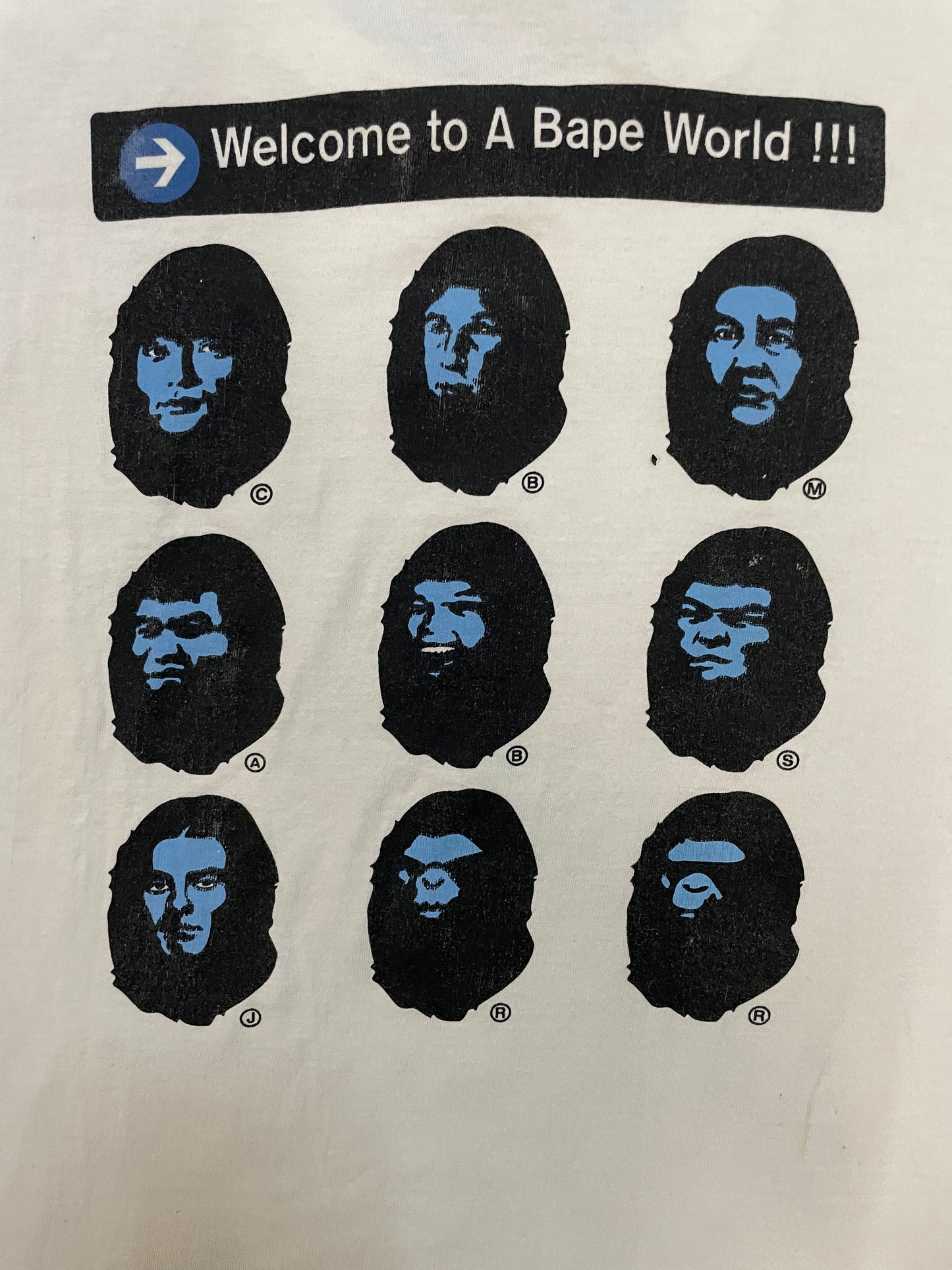 Vintage 1998 Bape Worldwide bapeheads show welcome  to a bape world tee